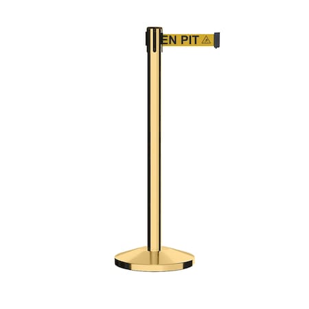 Montour Line Stanchion Belt Barrier Pol.Brass Post 13ft. Open.Belt ES400-PB-BEWARYB-130